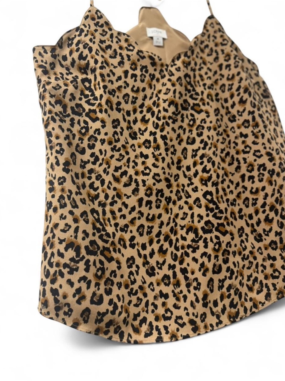 J.Crew leopard print cami top scalloped V-neck Size 4 - Picture 2 of 4